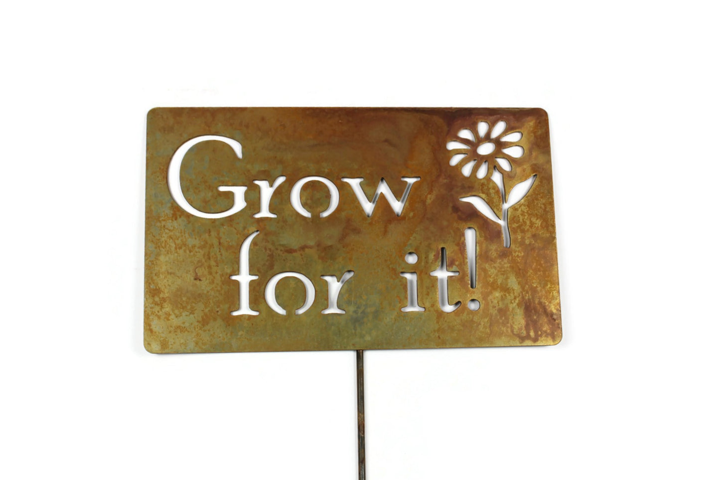 Grow for it! Metal Garden Flower Stake Sign 20 to 48 Inches Tall