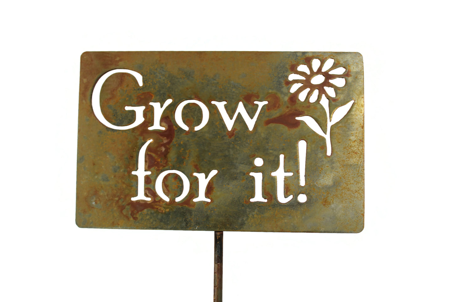 Grow for it! Metal Garden Flower Stake Sign 20 to 48 Inches Tall