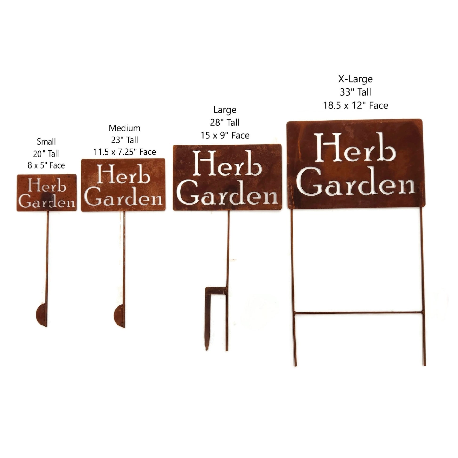 Herb Garden small, medium, large, and extra large rusty garden stake sign
