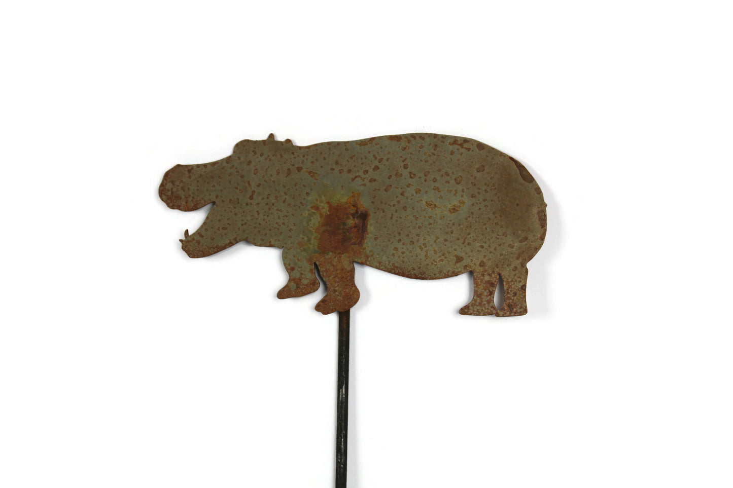 Hippo Hippopotamus Metal Garden Stake 21 Inches Tall