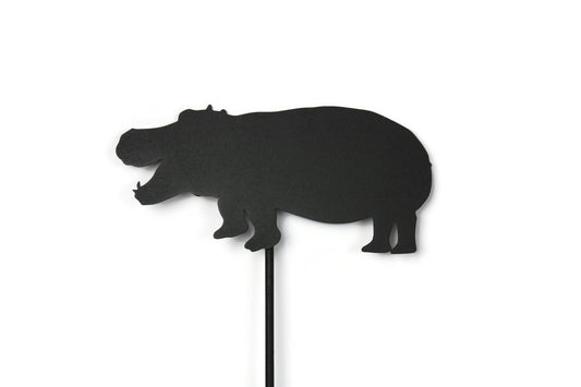 Hippo Hippopotamus Metal Garden Stake 21 Inches Tall