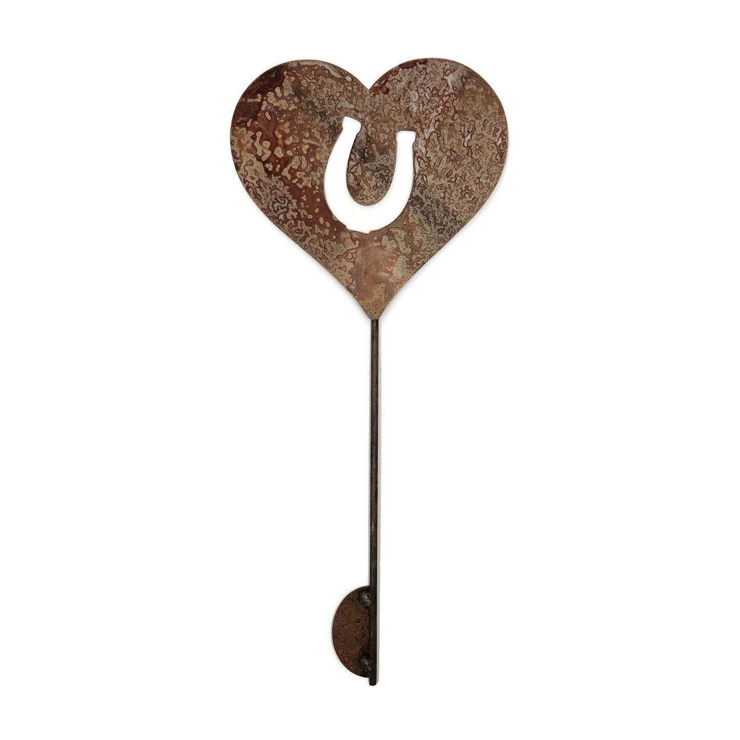 Horse Shoe Metal Heart Memorial Stake 20 to 28 Inches Tall