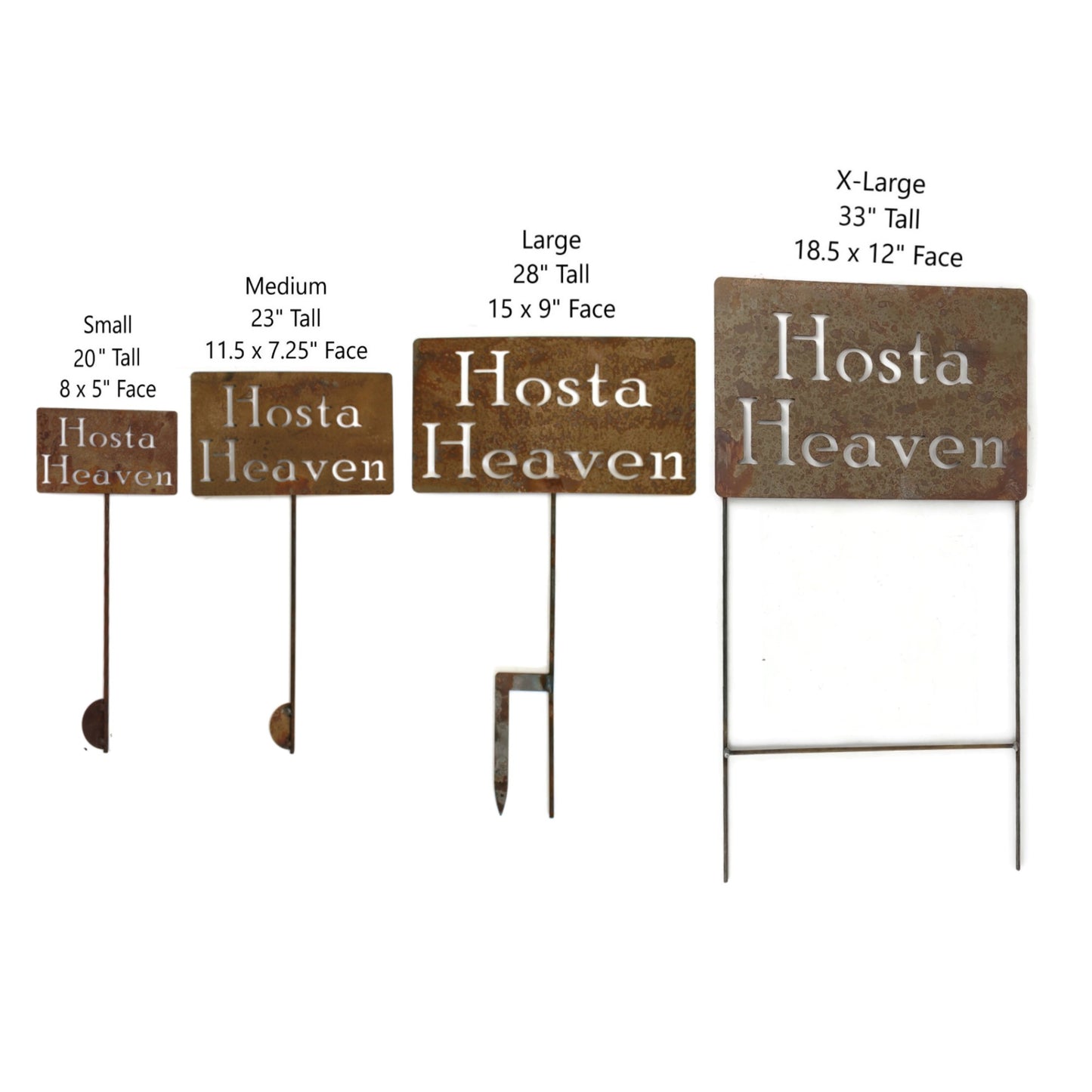 Hosta Heaven small, medium, large, and extra large rusty garden stake sign