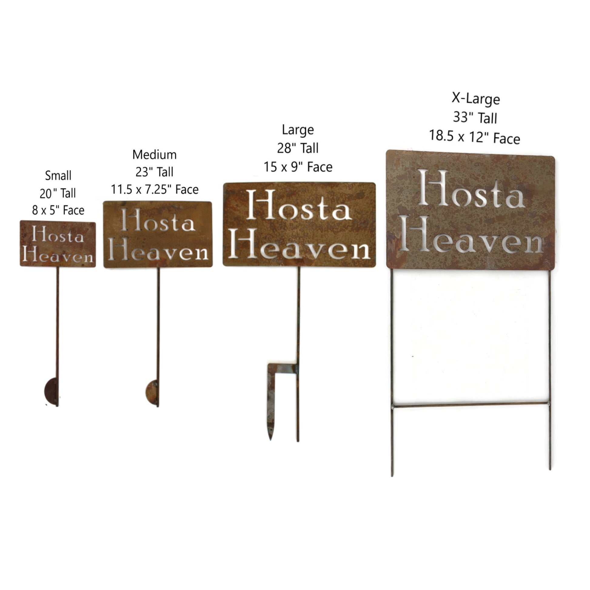 Hosta Heaven small, medium, large, and extra large rusty garden stake sign