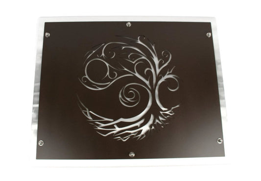 Dark brown powder coat over aluminum starry night wind tree layered metal wall art