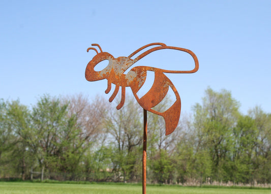 Rusty metal honey bee stake
