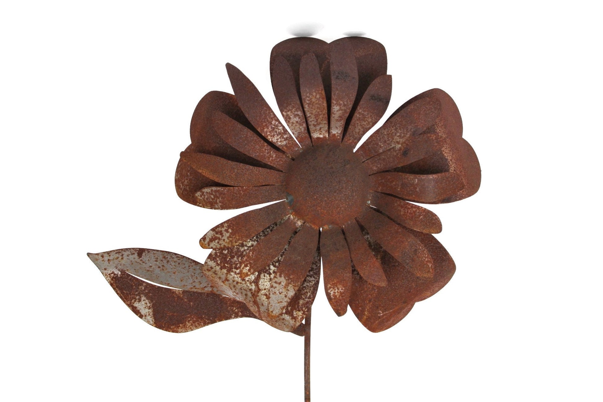 Rusty metal sunflower garden stake