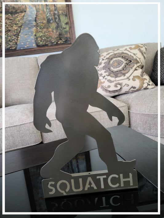 Squatch Bigfoot Free Standing Metal Sign 13 Inches Tall