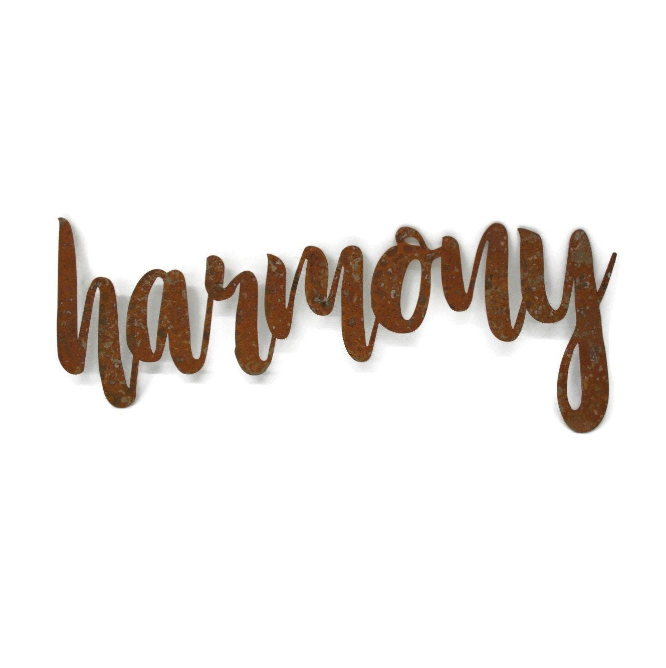 harmony metal script word sign in rust