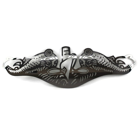 Stainless steel submarine Dolphins Navy service pin metal wall sign