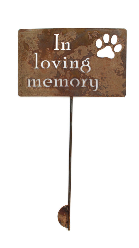 In Loving Memory Paw rusty garden stake sign