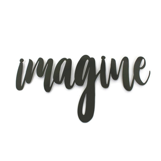 imagine metal script word sign in bronze charcoal powder coat