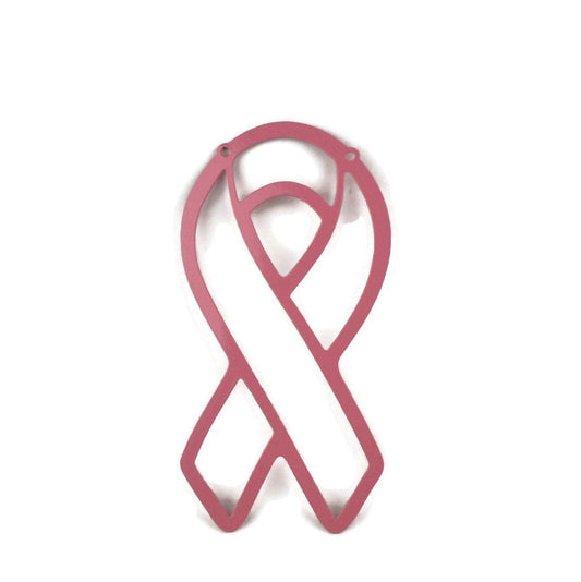 Pink powder coat metal awareness ribbon wall sign for breast cancer