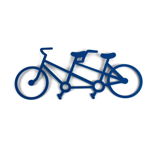Blue powder coat tandem bike metal wall sign