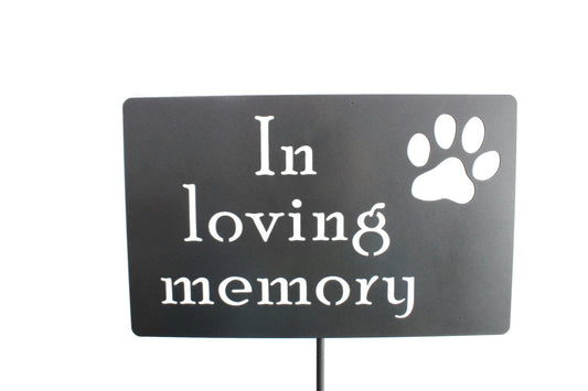 In Loving Memory Paw gray powder coat garden stake sign