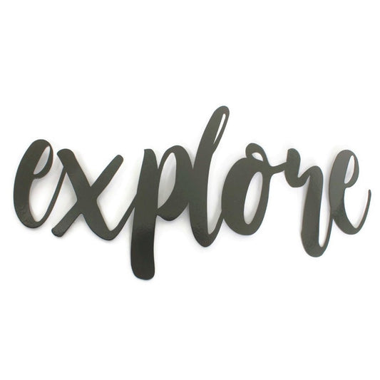 explore metal script word sign in bronze charcoal powder coat