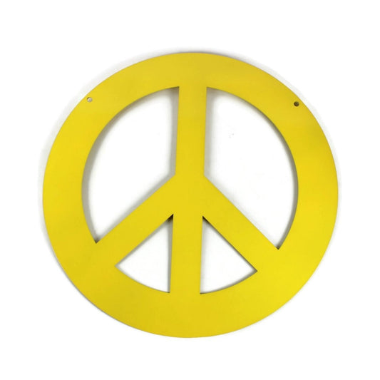 Yellow powder coat metal peace sign