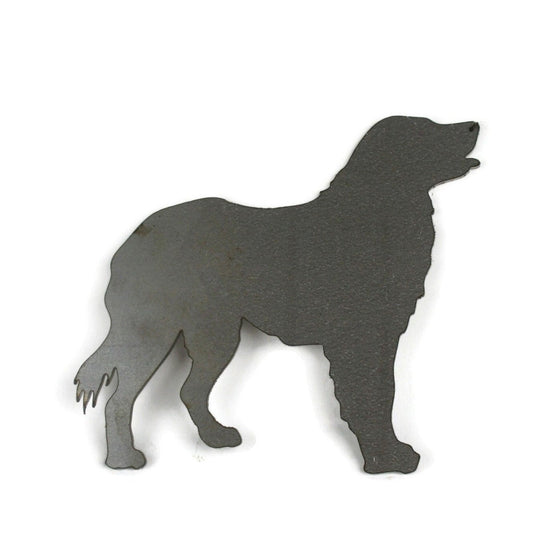 Long-haired, large dog shape raw steel metal cut out