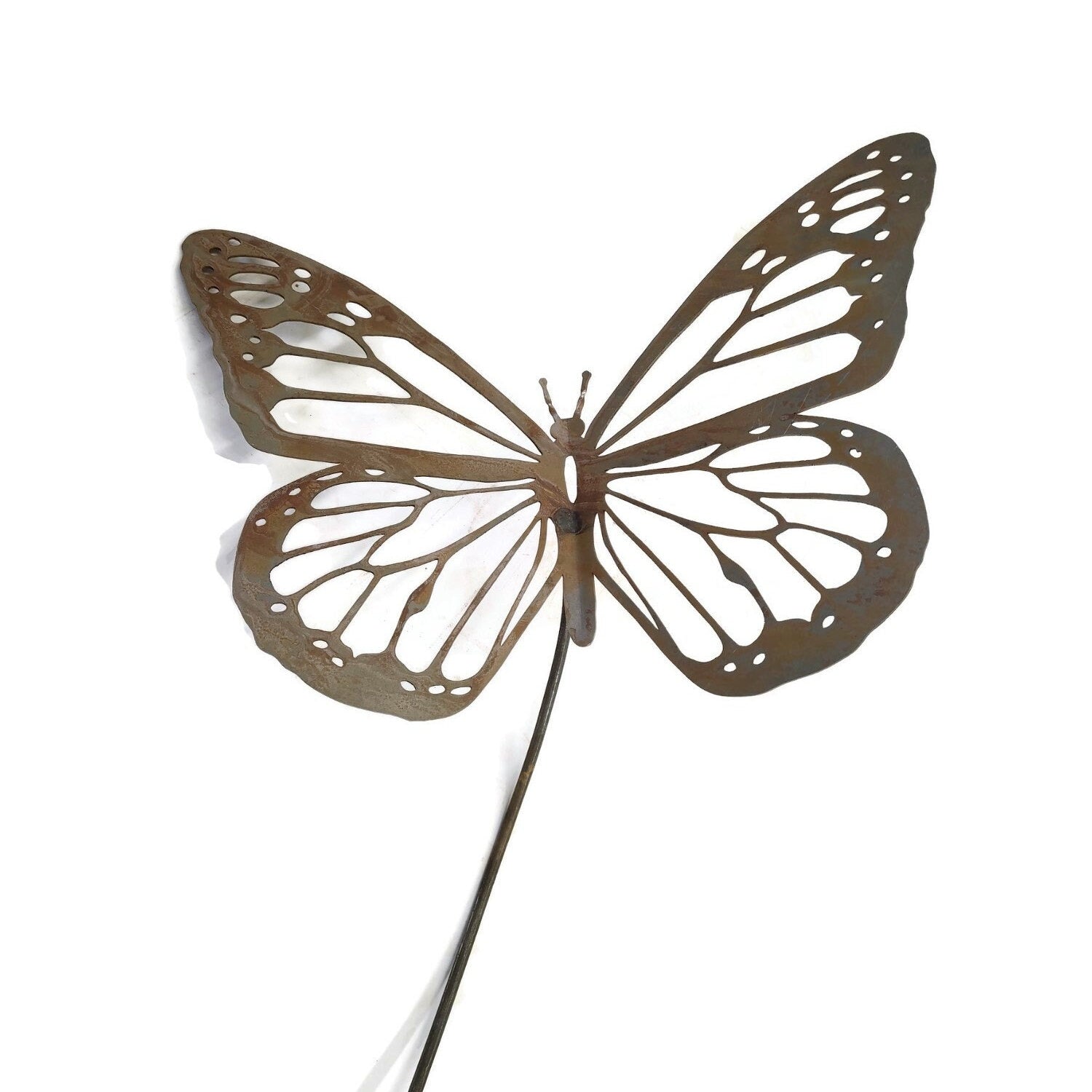 Rusty metal monarch butterfly garden stake