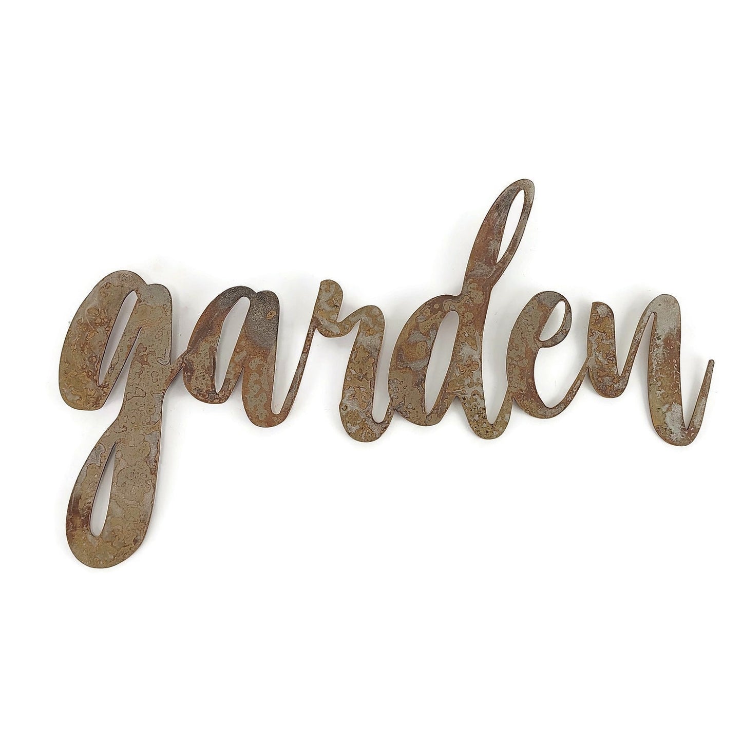 garden Metal Script Word Sign 13 to 17 Inches Wide