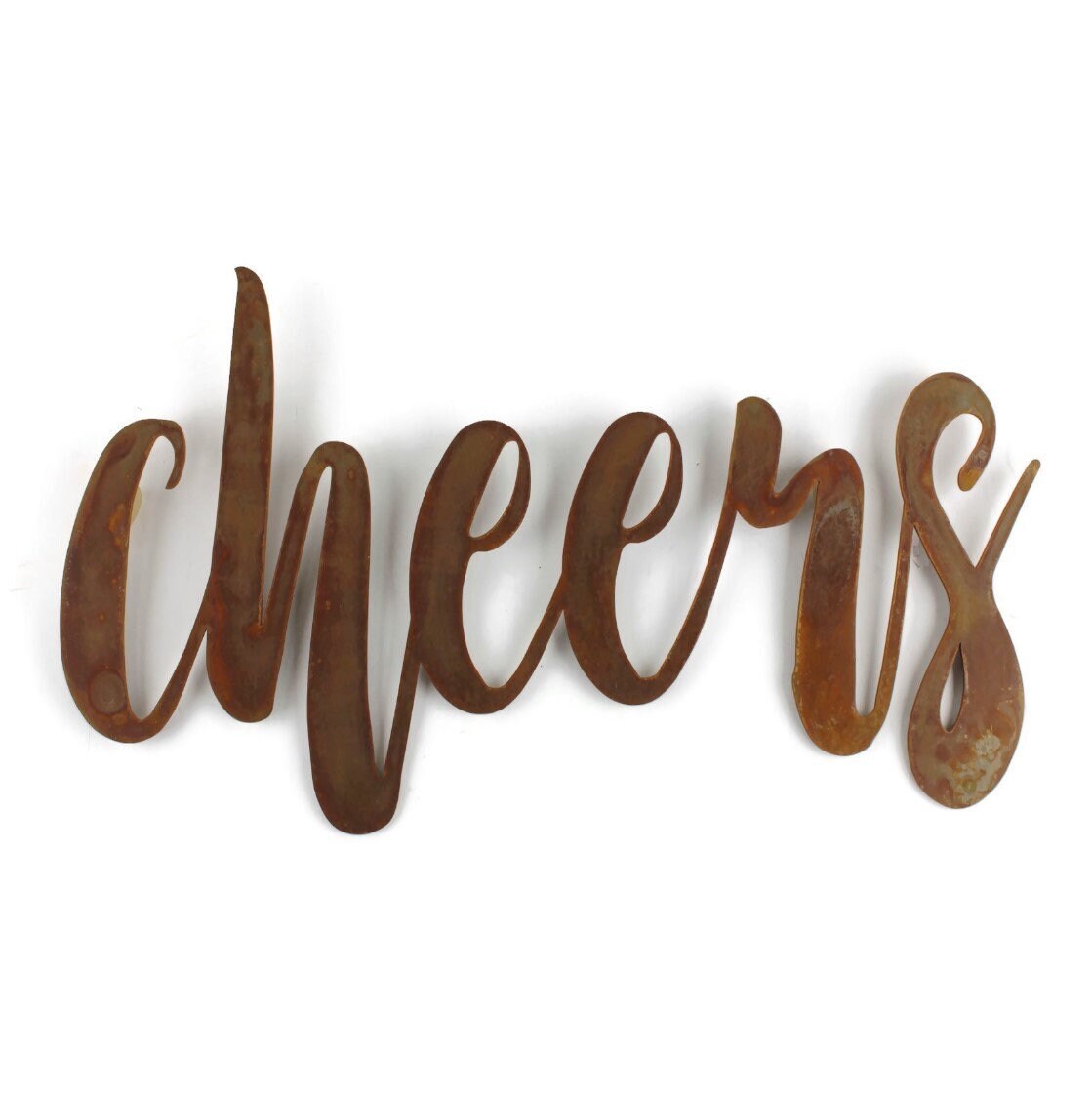 cheers metal script word sign in rust