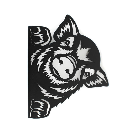 Black powder coat metal pig peek a boo sign