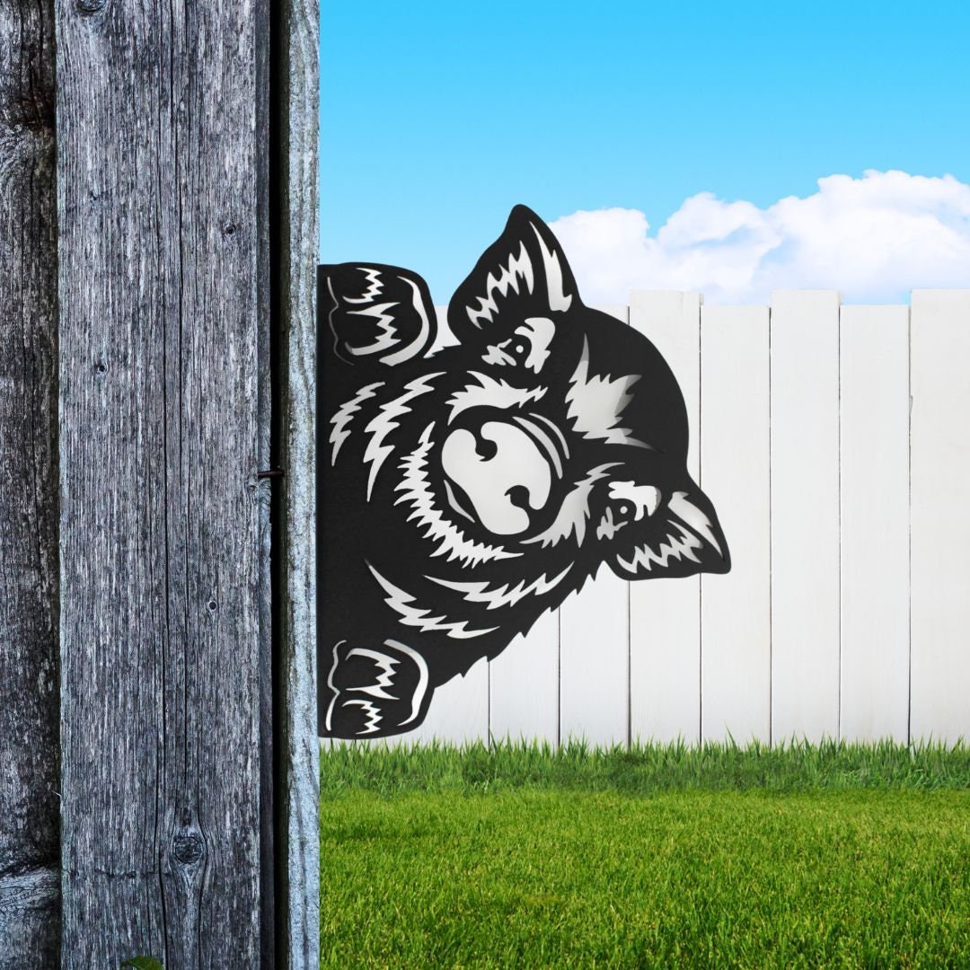 Peek a Boo Pig Hog Metal Sign 11 Inches Tall