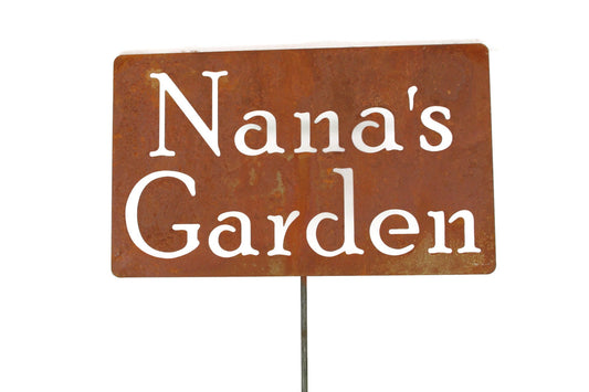 Nana's Garden rusty garden stake sign