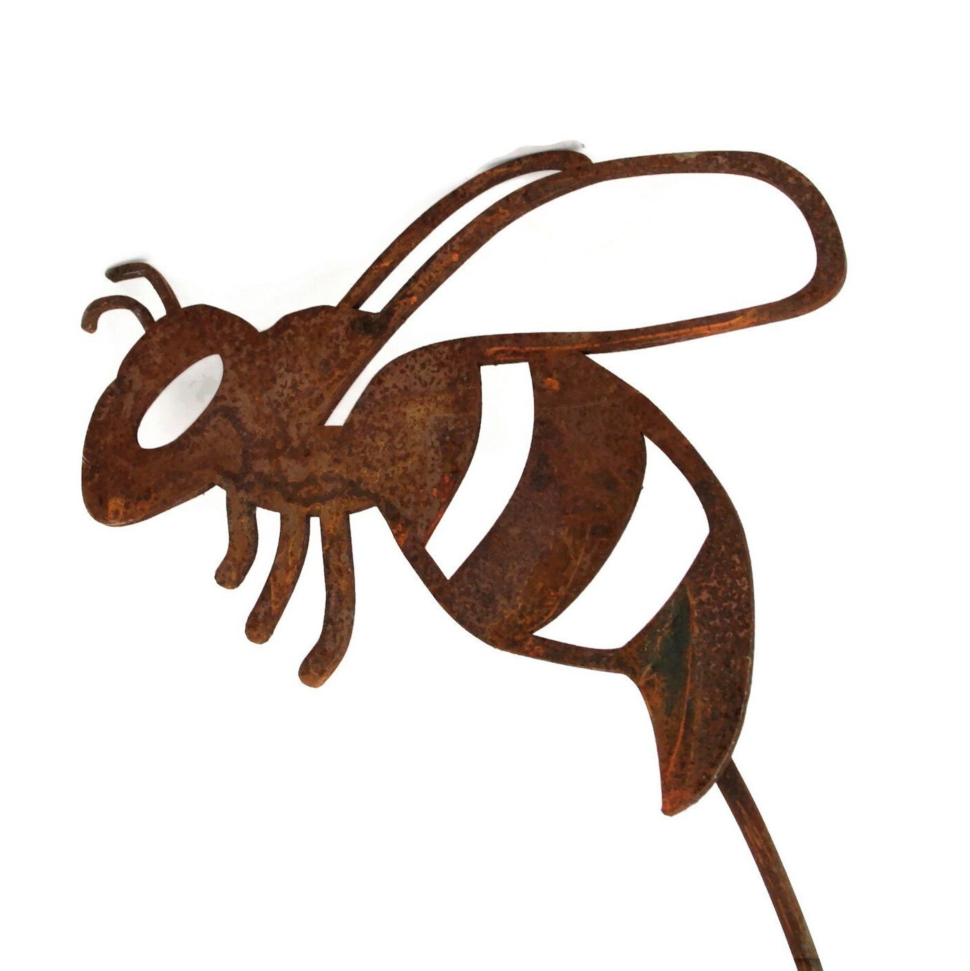 Rusty metal honey bee stake