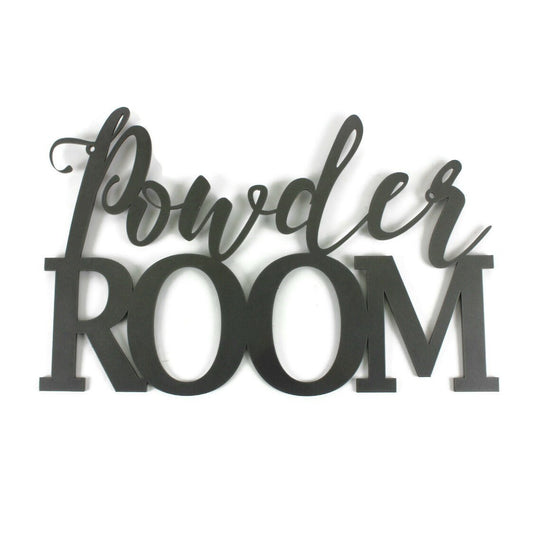 Dark gray powder coat Powder Room metal wall sign