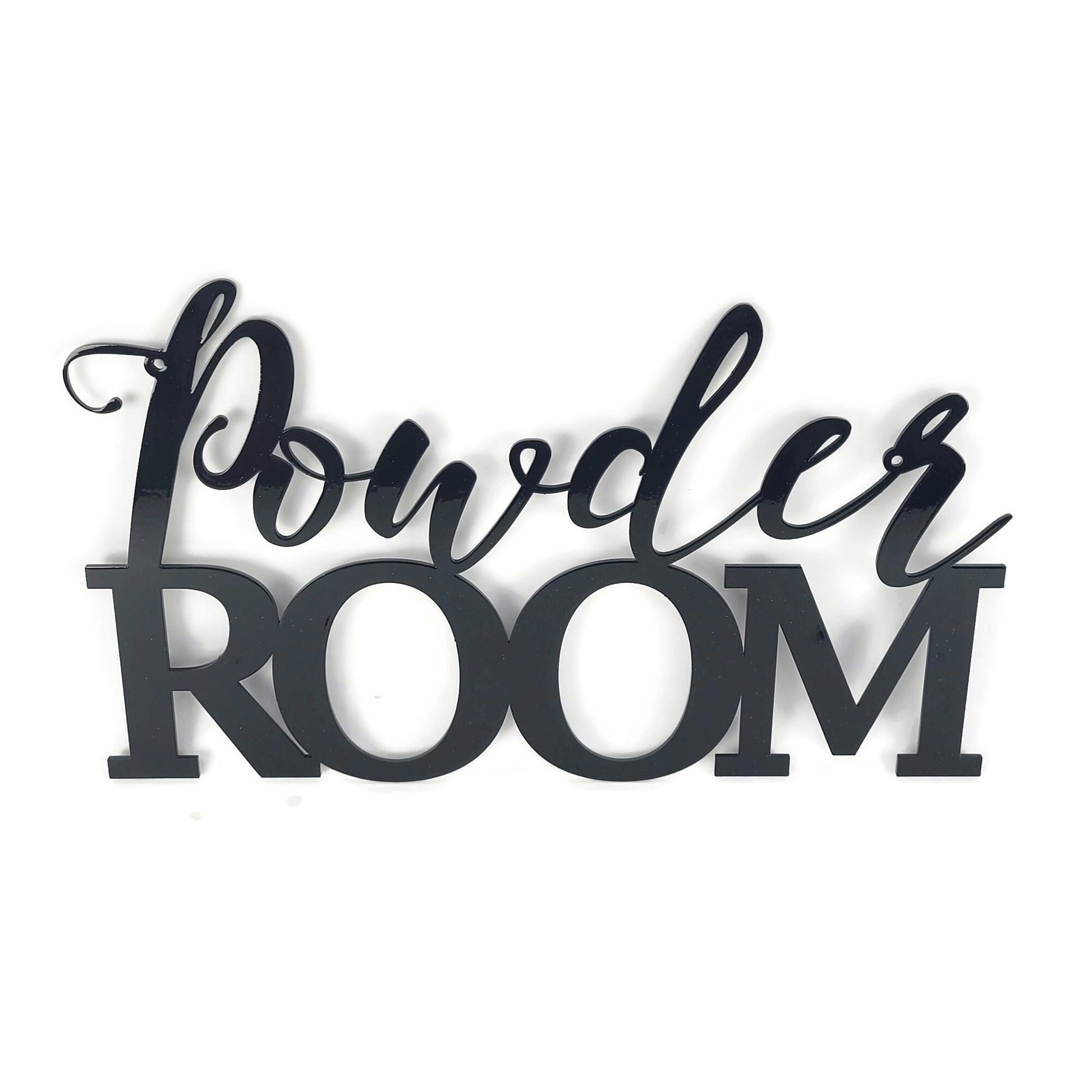 Starry night black powder coat Powder Room metal wall sign