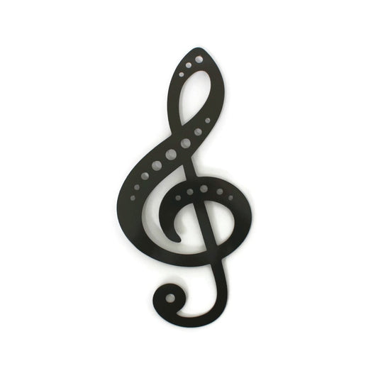 Black powder coat treble clef metal wall sign