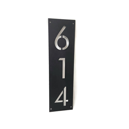 Metal House Number Address Sign Vertical Modern Style 18 to 28 Inches Tall