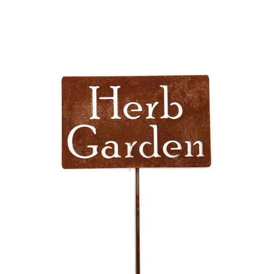 Herb Garden rusty garden stake sign