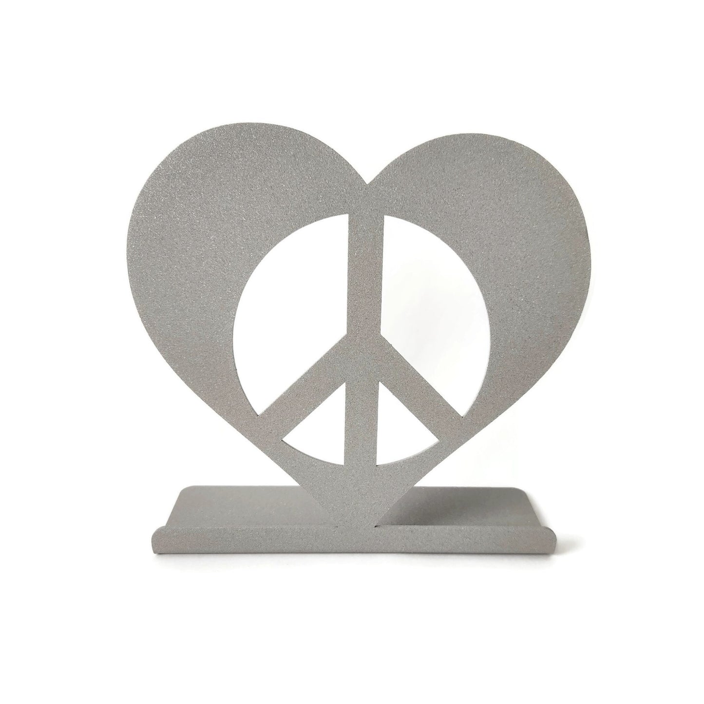 Peace Heart Tabletop Metal Home Decor 6.75 Inches Tall