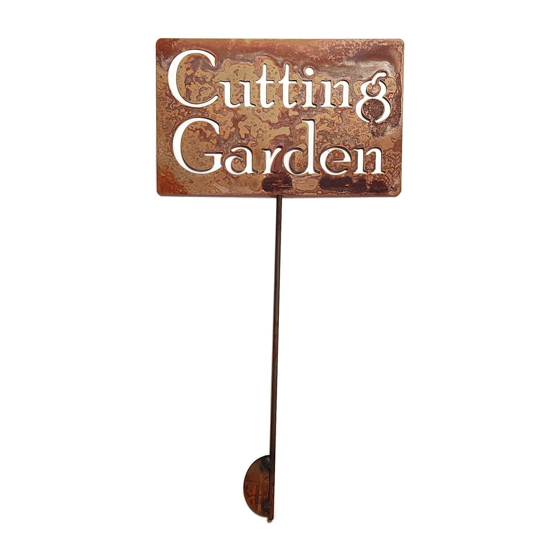 Cutting Garden rusty garden stake sign