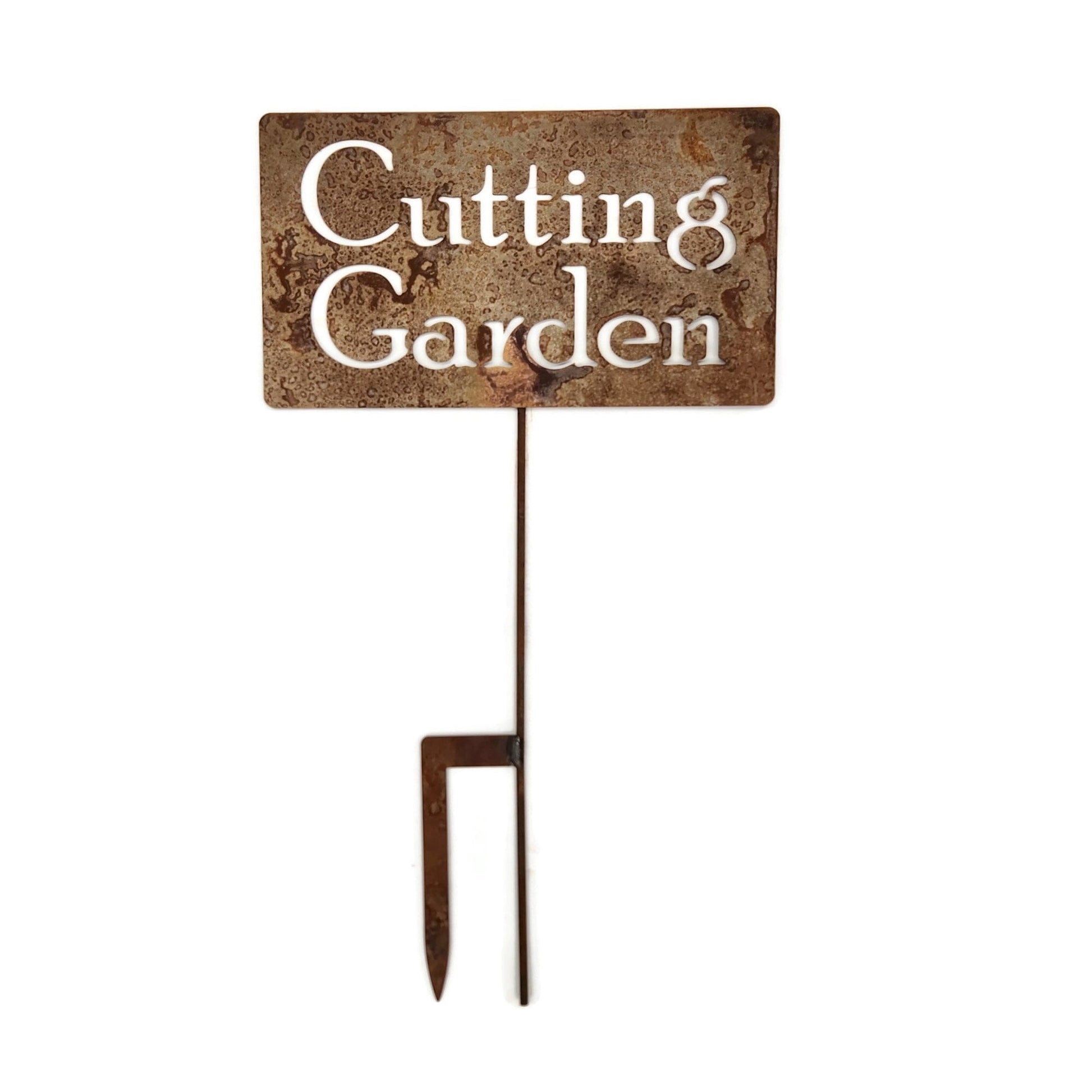 Cutting Garden large rusty garden stake sign