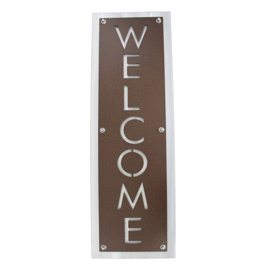 Copper over aluminum layered metal welcome sign