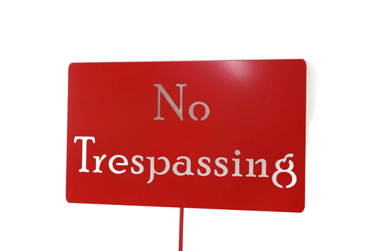 No Trespassing red powder coat garden stake sign