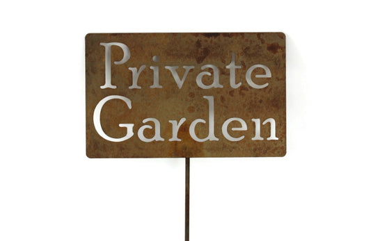 Private Garden rusty garden stake sign
