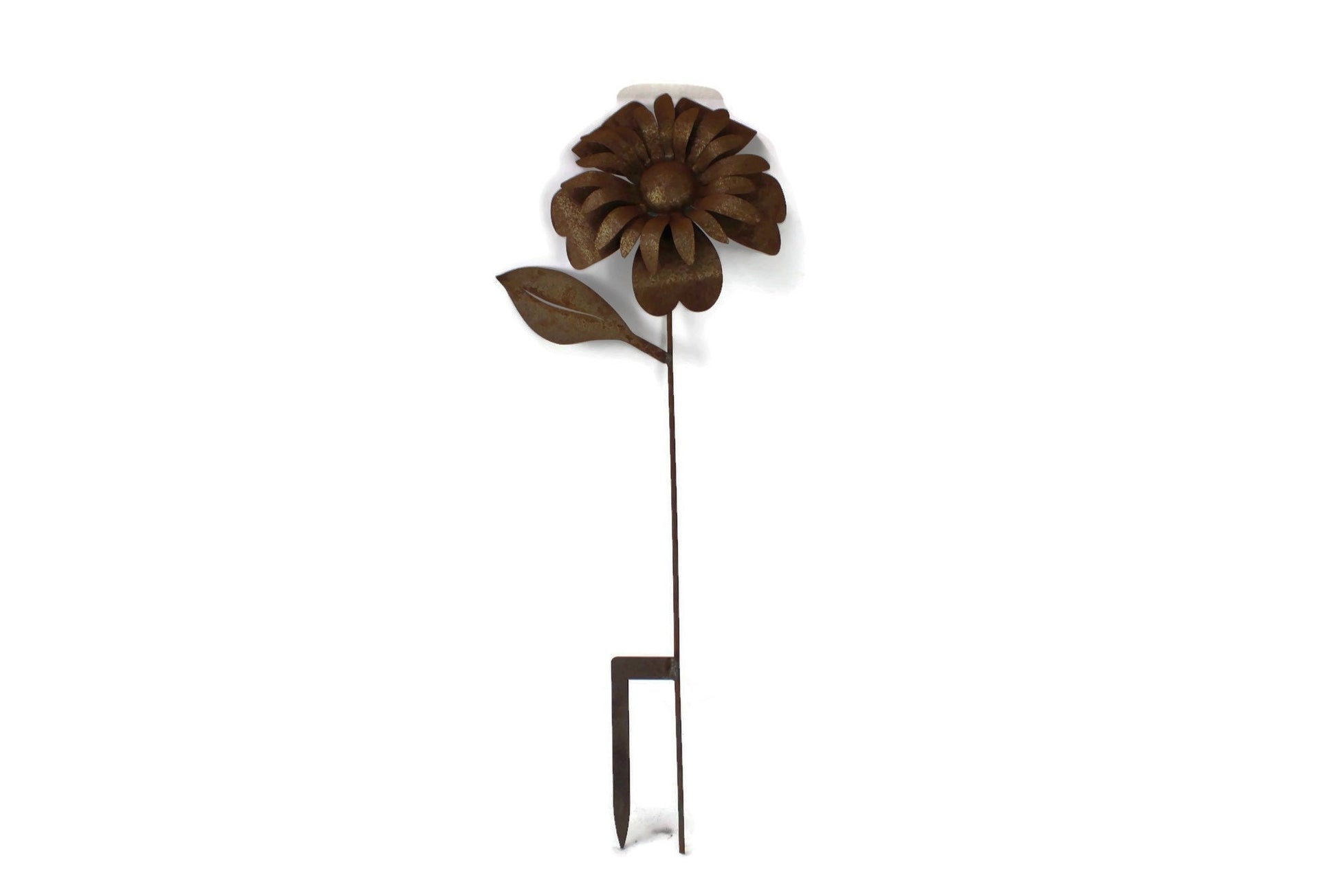 Rusty metal sunflower garden stake