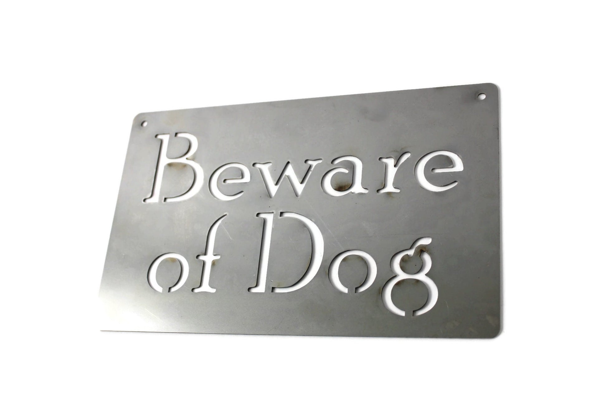 Beware of Dog raw steel garden hanging sign