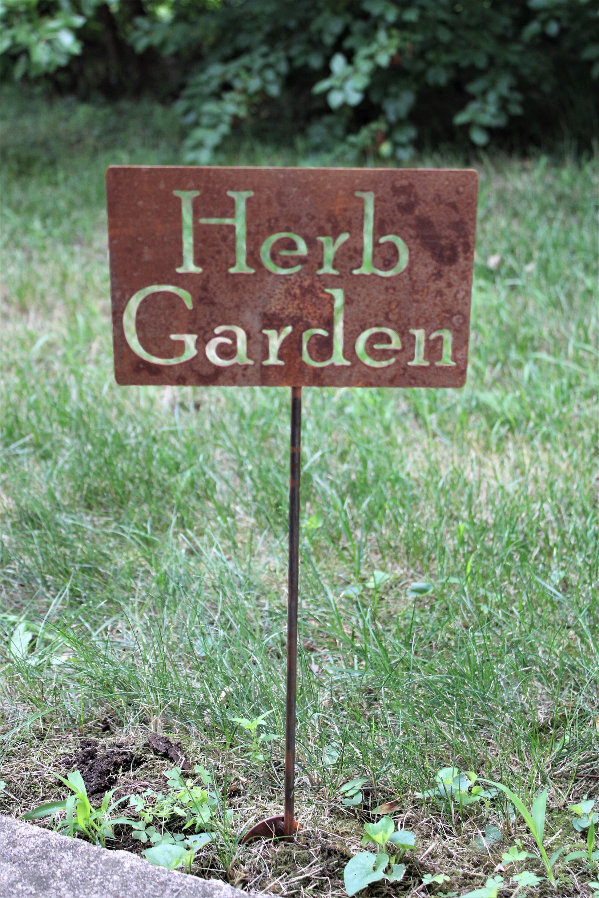 Herb Garden rusty garden stake sign