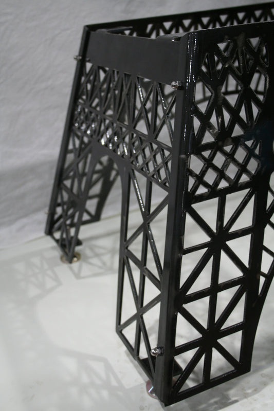 Steel Eiffel Tower coffee table base in clear coat
