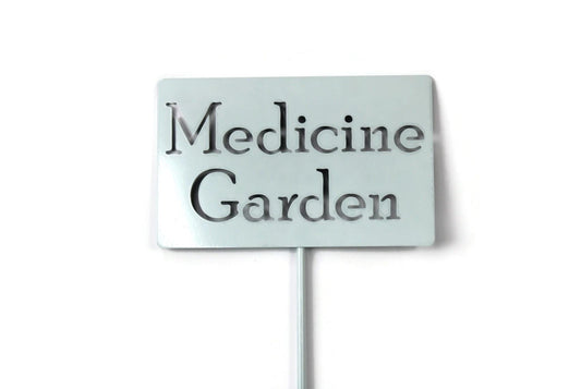 Medicine Garden mint white powder coat garden stake sign