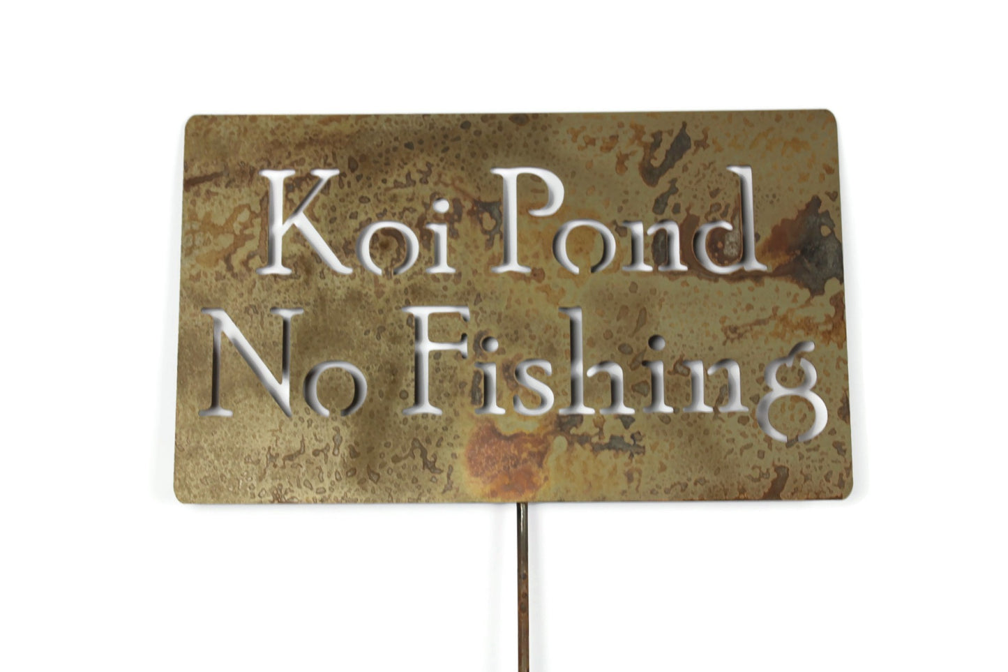 Koi Pond No Fishing Metal Marker Stake 20 to 48 Inches Tall