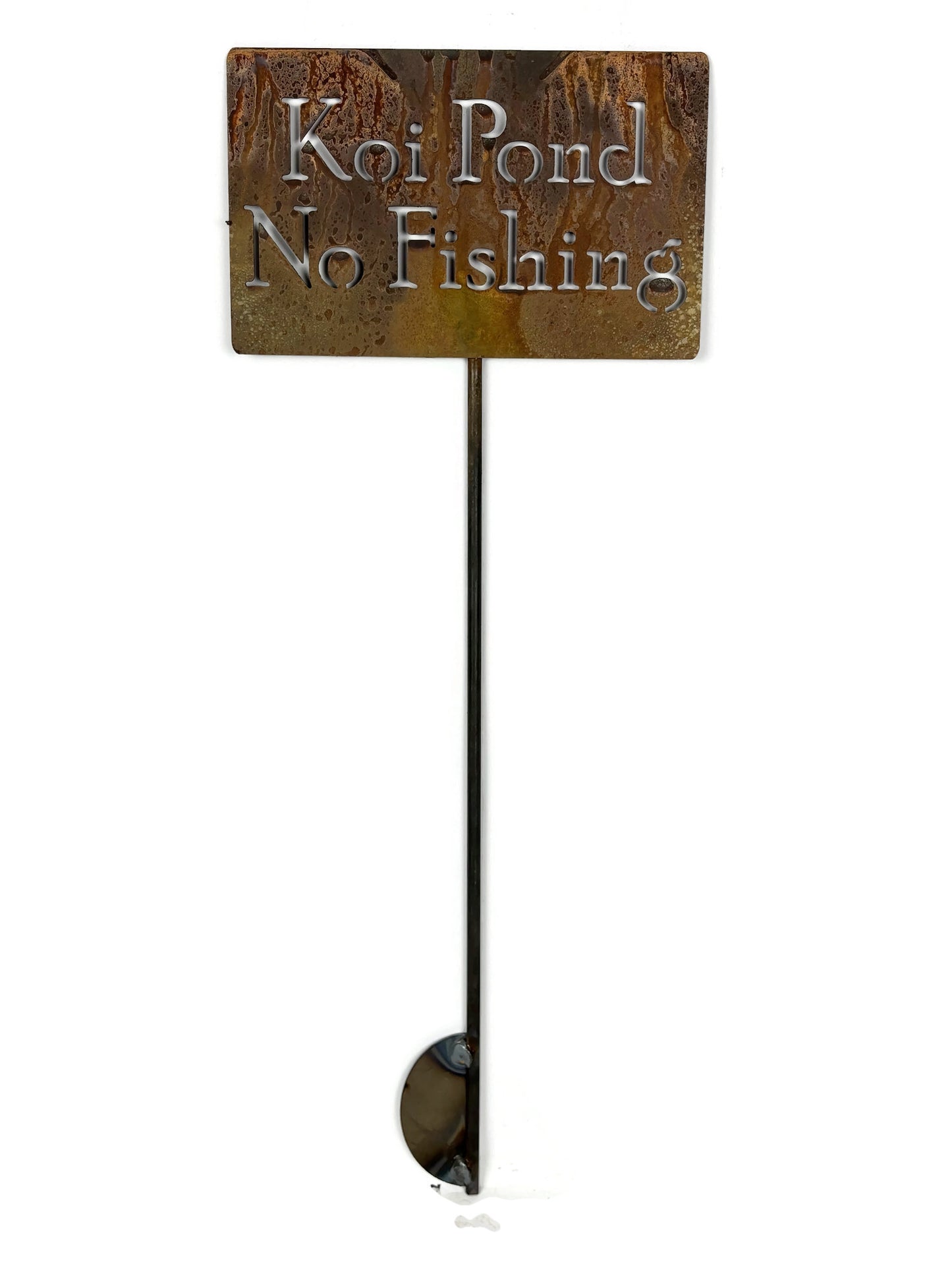 Koi Pond No Fishing Metal Marker Stake 20 to 48 Inches Tall