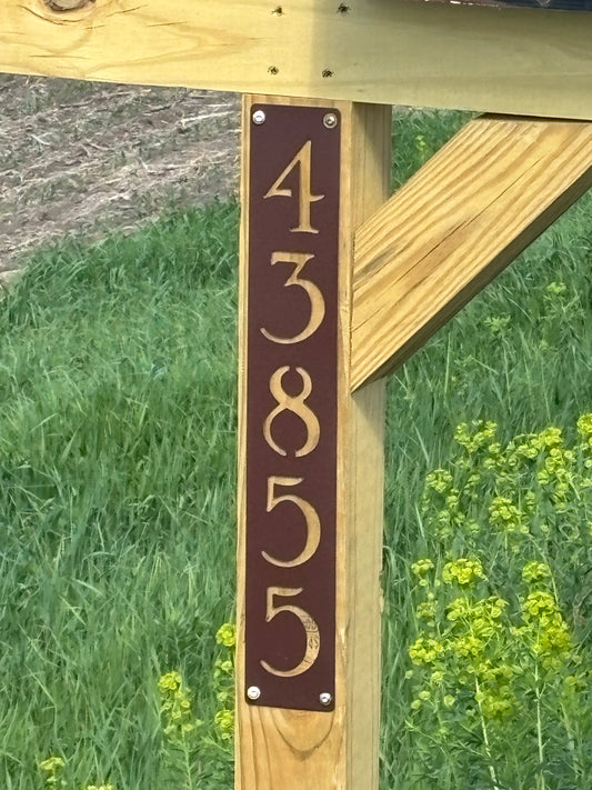 Vertical Mailbox Post Address or Name Metal Sign 18 Inches Tall