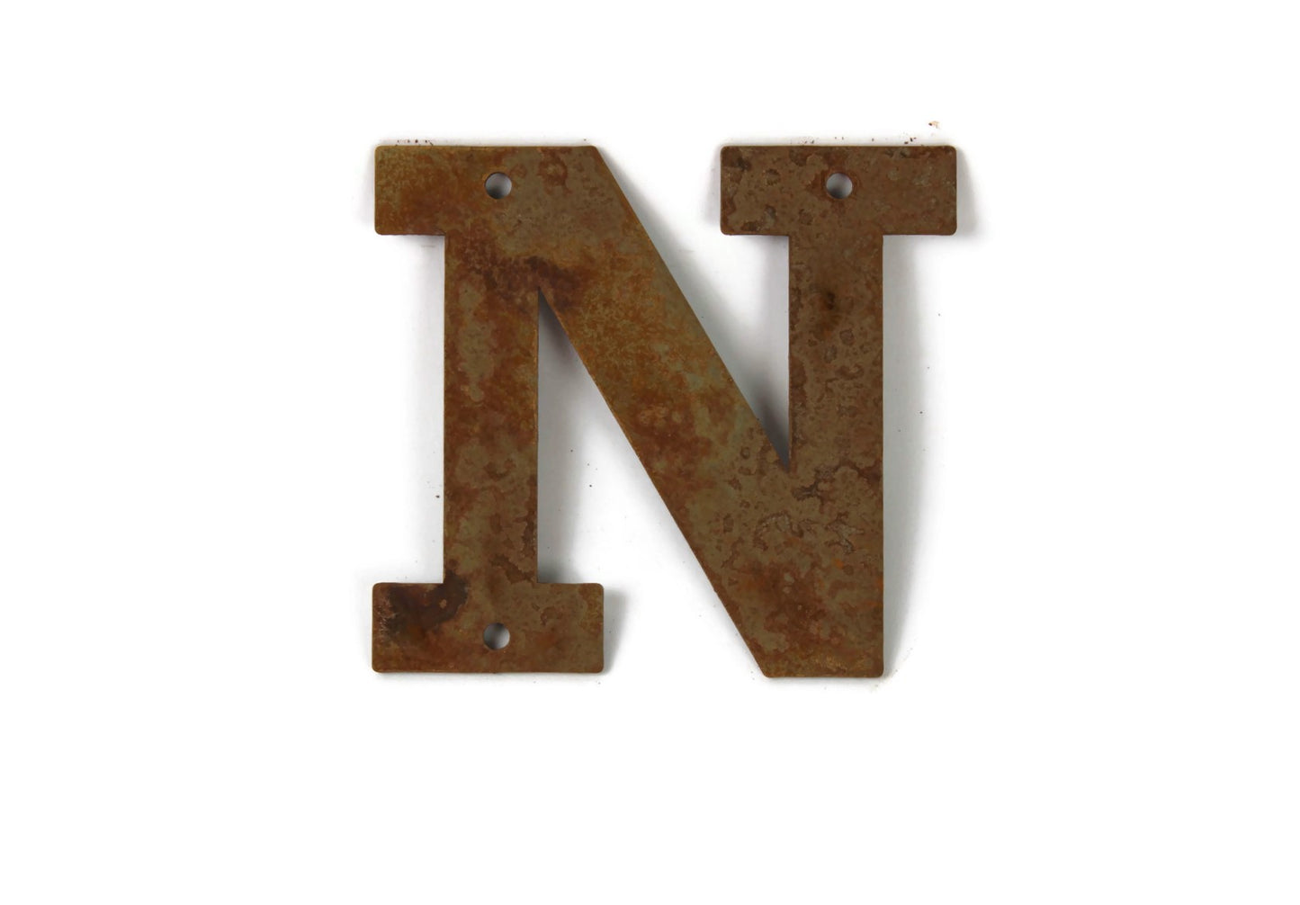 Metal Letters and Numbers Blocky Square Font 4" Tall Raw & Rust
