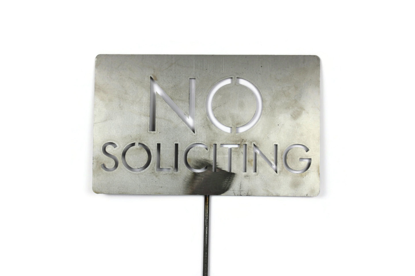 No Soliciting Block Text Metal Stake Sign 20 to 48 Inches Tall